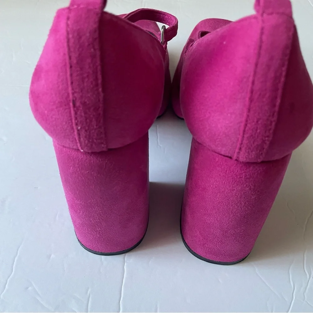 Pink Suede Mary Jane Platform Heels, 7 - Picture 4 of 11